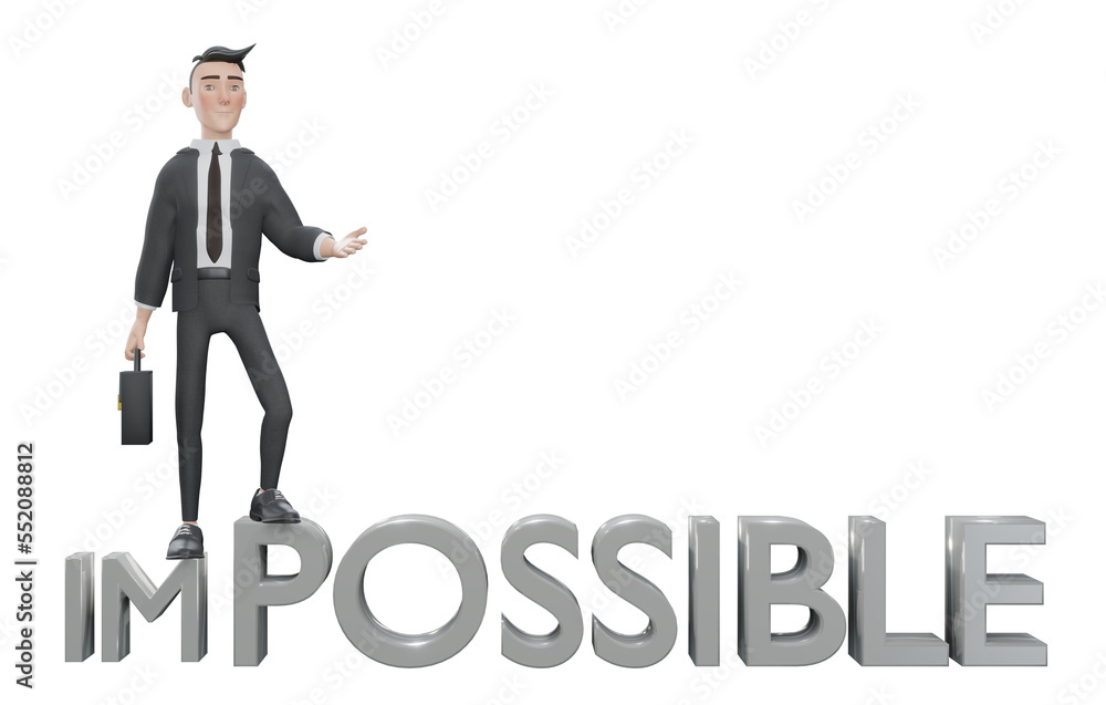 3d render. 3d businessman turning impossible into possible 3d render. 3d businessman turning impossible into possible