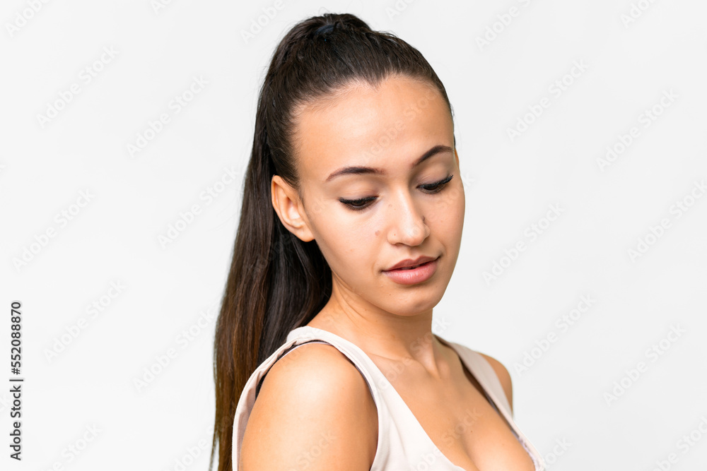 Portrait of pretty young Arabian woman over isolated background Portrait of pretty young Arabian woman over isolated background