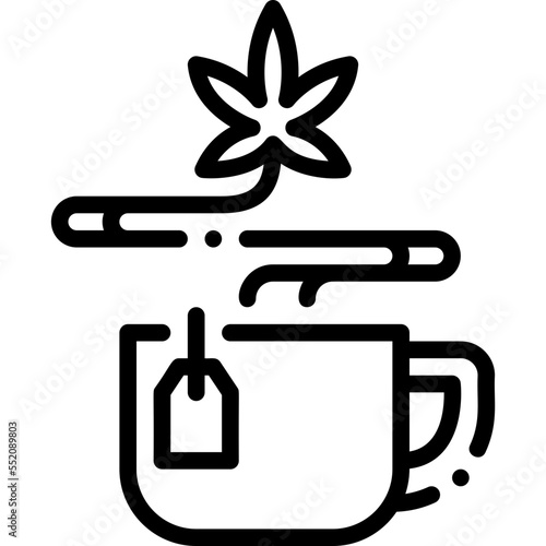 Cannabis Tea drug marijuana tobacco cannabinoids herb herbal  line outline icon