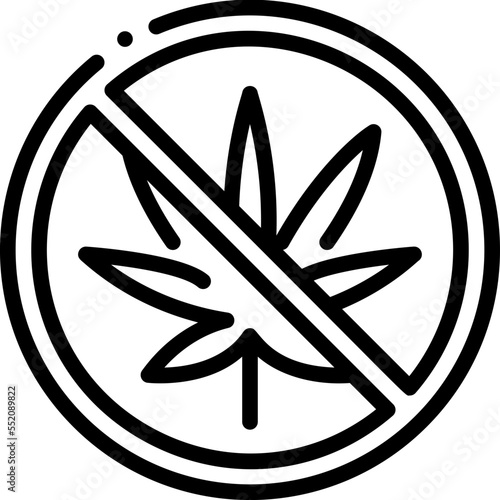No Allow Cannabis drug marijuana tobacco cannabinoids herb herbal  line outline icon