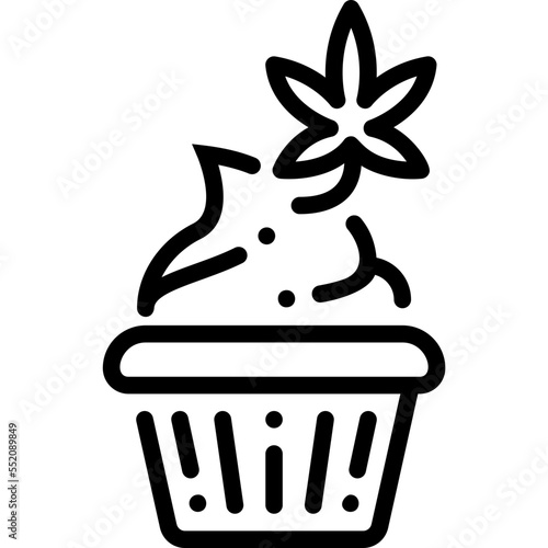 Cannabis Cubcake drug marijuana tobacco cannabinoids herb herbal  line outline icon