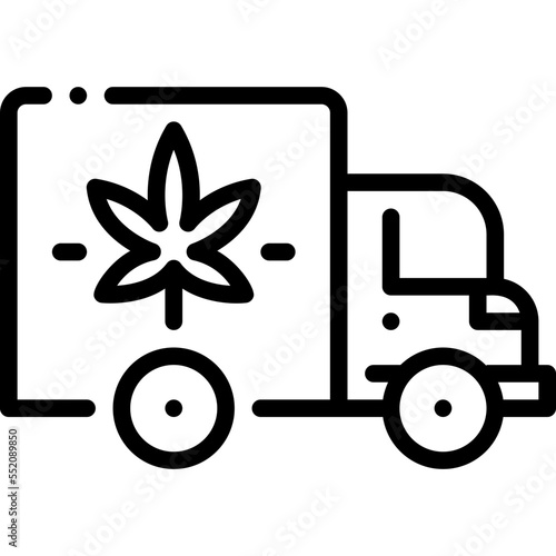 Cannabis Delivery Truck drug marijuana tobacco cannabinoids herb herbal  line outline icon