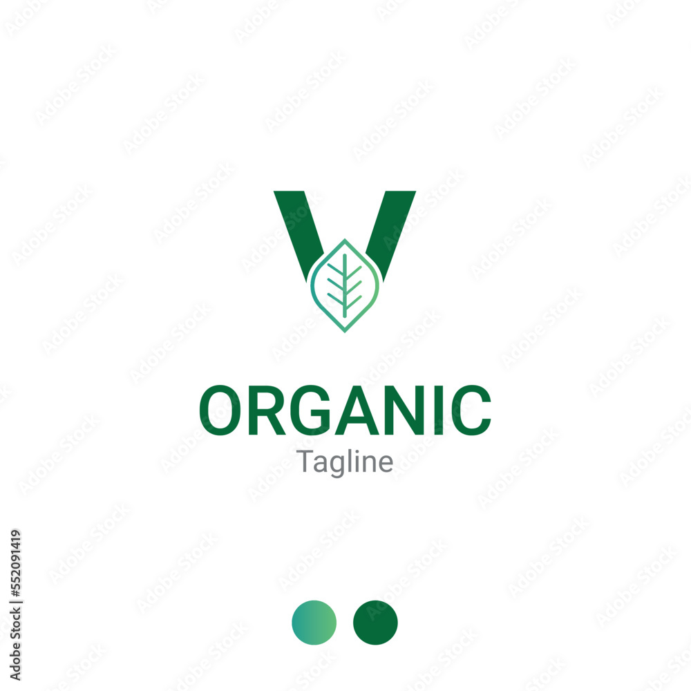 V letter Organic leaf logo design template V letter Organic leaf logo design template