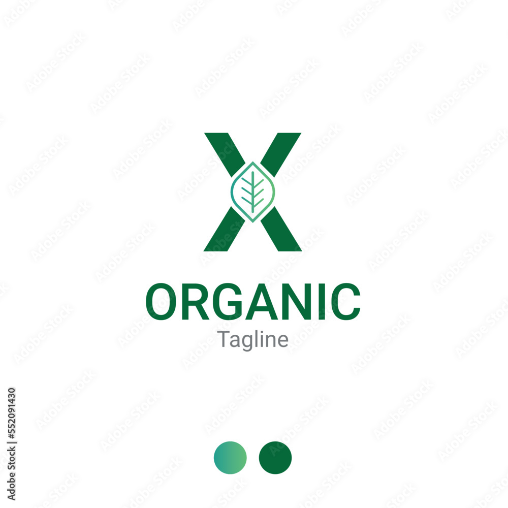 X letter Organic leaf logo design template X letter Organic leaf logo design template