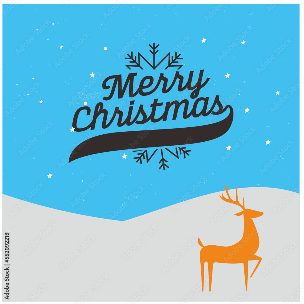 Amazing Christmas and New Year design with one stylized deers. Amazing winter holiday card. Vector illustration