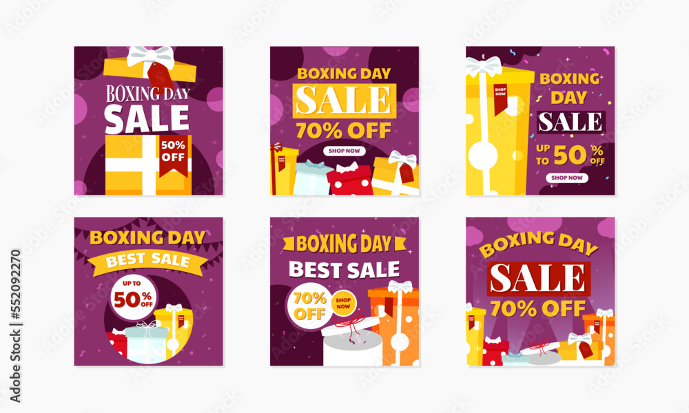 Set of t boxing day sale social media posts. Set of t boxing day sale social media posts.