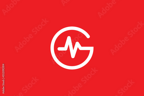 Letter G Heart Bit Logo Design Template. red heart on white