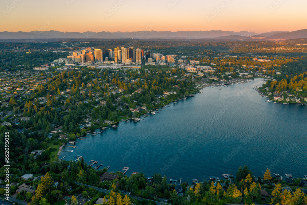Fototapeta premium Aerial Views of Bellevue City Washington, USA