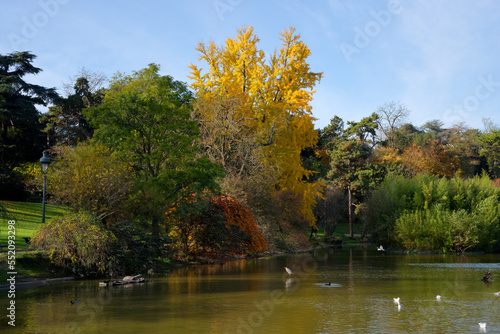 Lake of the Montsouris park in the 14th arrondissement of Paris city