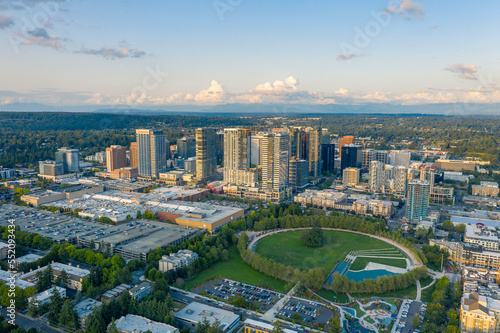 Aerial Views of Bellevue City Washington, USA