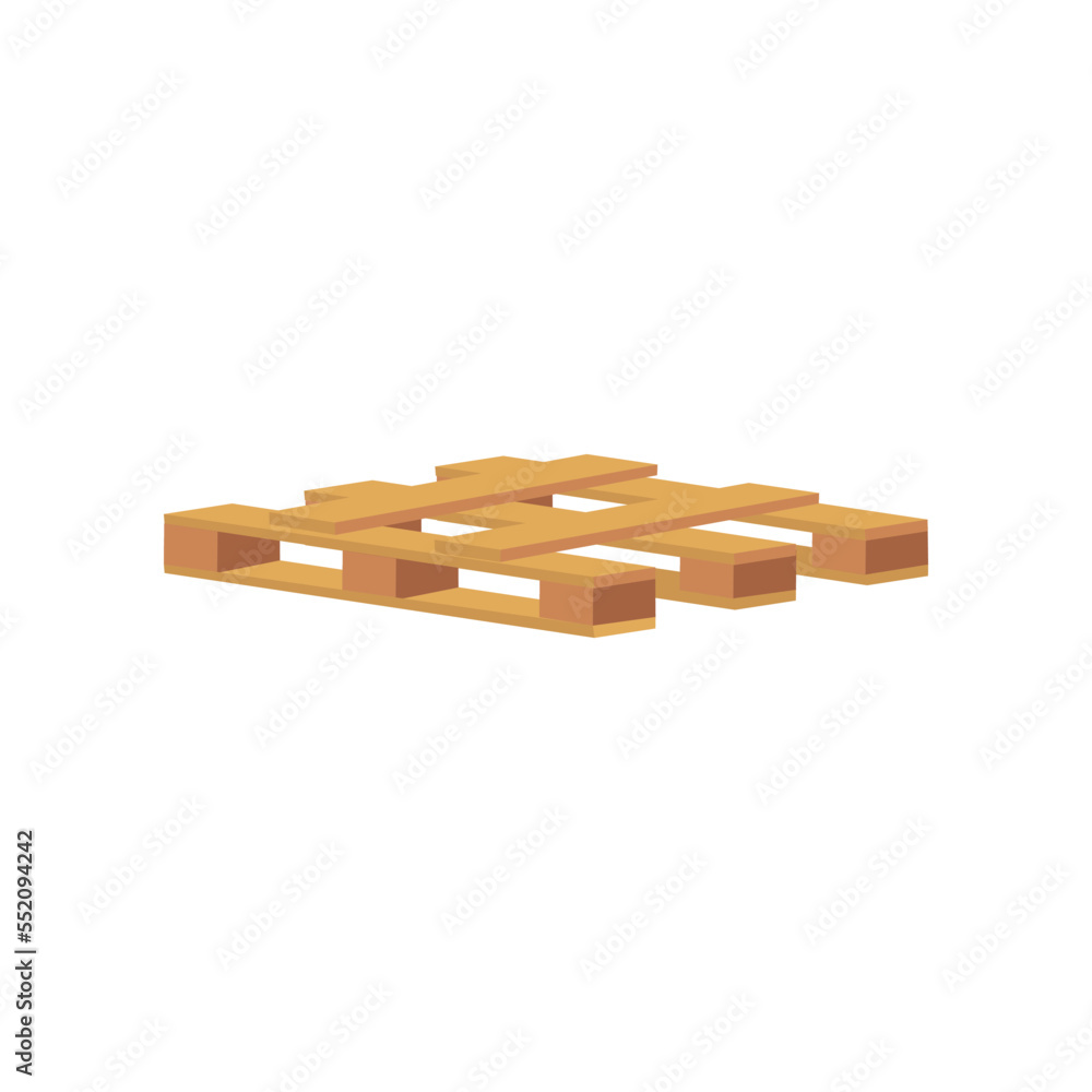 Wooden pallet for warehouse cartoon illustration. Industrial tray for shipments around factory isolated on white background. Logistic, distribution, shipment, storage, transportation concept. Wooden pallet for warehouse cartoon illustration. Industrial tray for shipments around factory isolated on white background. Logistic, distribution, shipment, storage, transportation concept.