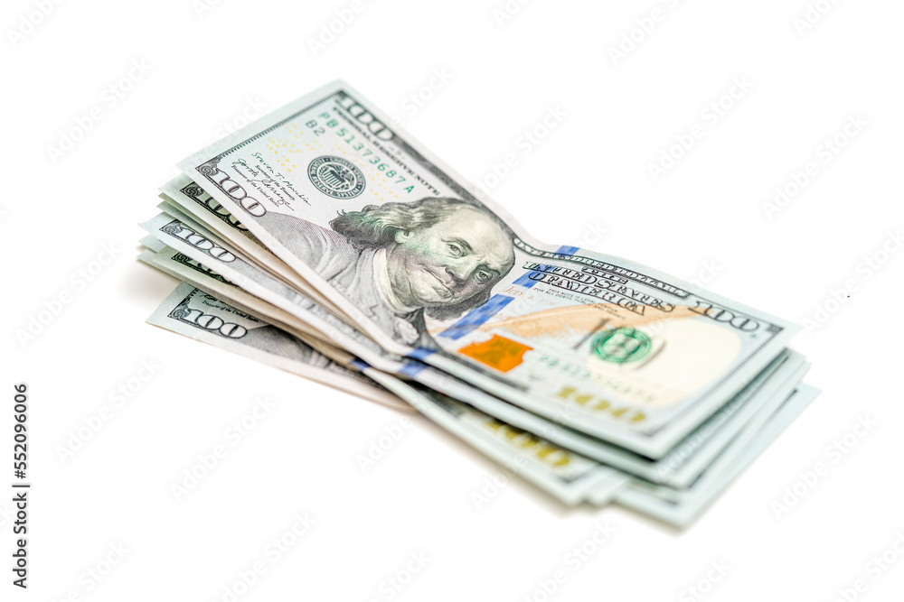 Stack of 100 dollar bills on white background Stack of 100 dollar bills on white background