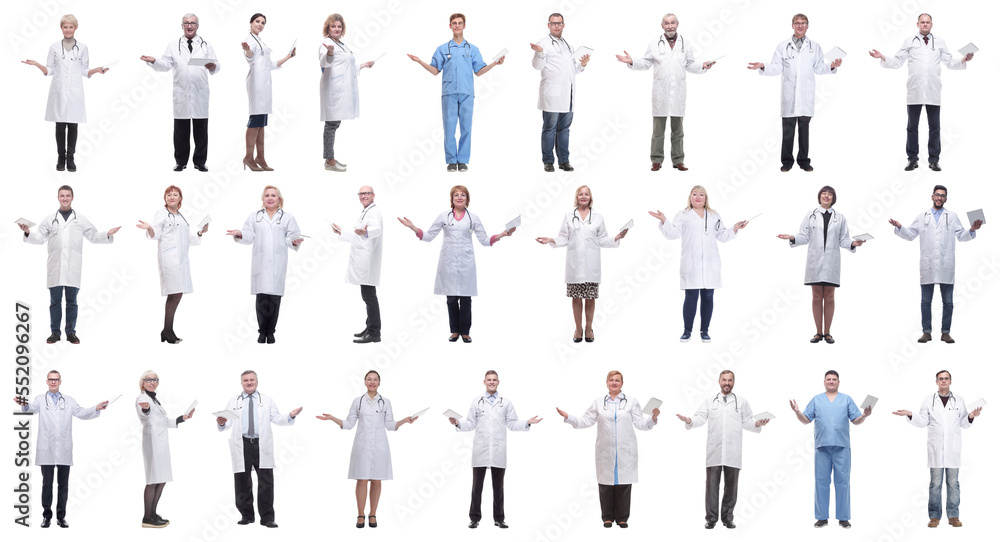 group of doctors with clipboard isolated on white group of doctors with clipboard isolated on white