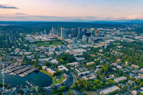 Aerial Views of Bellevue City Washington, USA photo