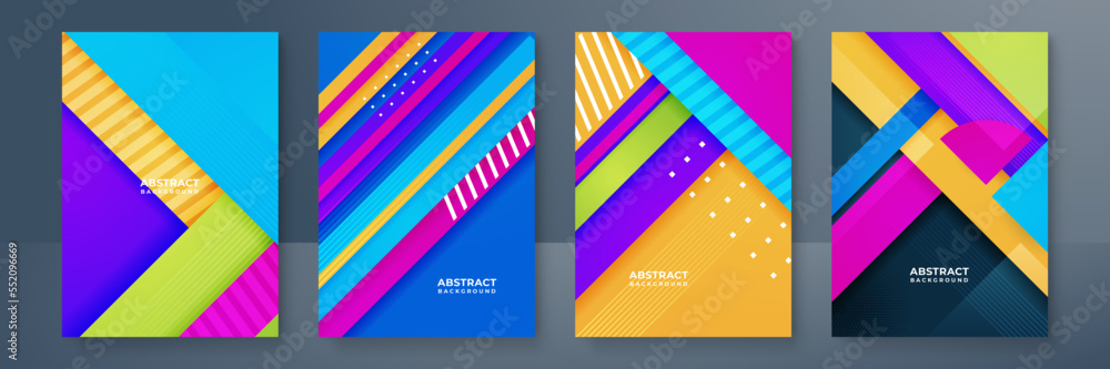 Set of trendy vector abstract colorful gradient poster design template. Background for Poster, Brochure, Flyer, leaflet, Annual report, Book cover, banner. Template in A4 size.