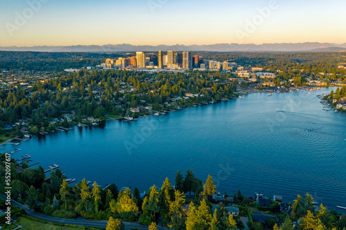 Aerial Views of Bellevue City Washington, USA photo