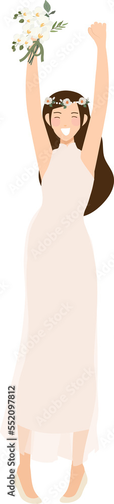 happy young bride and bridesmaid party dance flat style happy young bride and bridesmaid party dance flat style