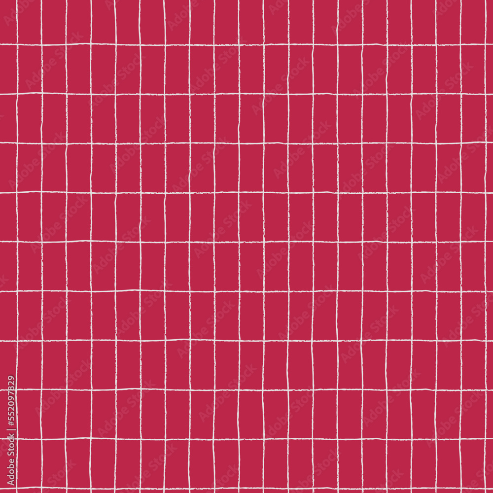 Seamless checkered repeating pattern with hand drawn checks. Red Color of the year Viva Magenta plaid background for wrapping paper, surface design and other design projects Seamless checkered repeating pattern with hand drawn checks. Red Color of the year Viva Magenta plaid background for wrapping paper, surface design and other design projects