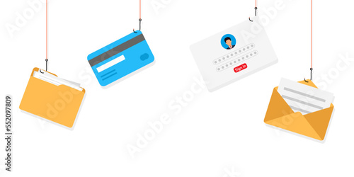Hacker attacks and web security. Hacker, cybercriminal with laptop stealing user's personal data. Сybercriminals, identity theft, username, password, documents, email and credit card.