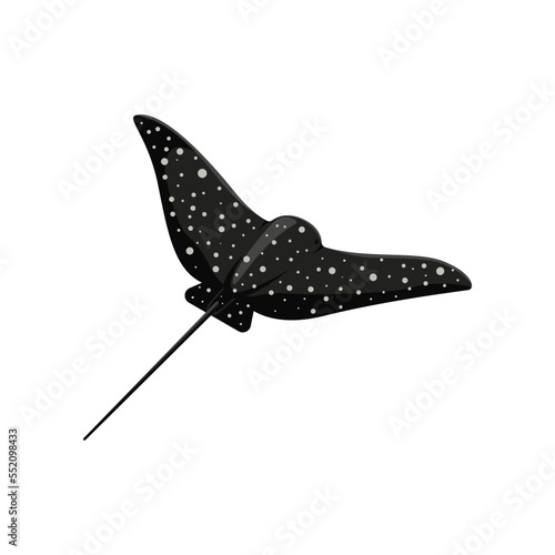 Bild auf Leinwand Comic black spotted stingray flat vector illustration