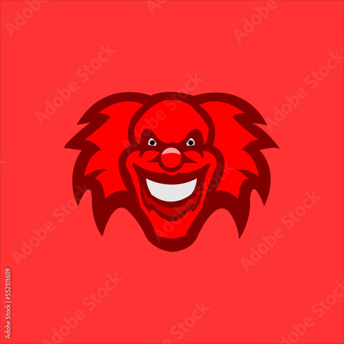 Joker Smile. Posters, Icon, Mascot. Joker esport mascot logo. Jokester head. Jester icon. Buffoon logo. Funster. Creepy clown face. Spooky Halloween masks with angry smile. Jester and Joker character photo