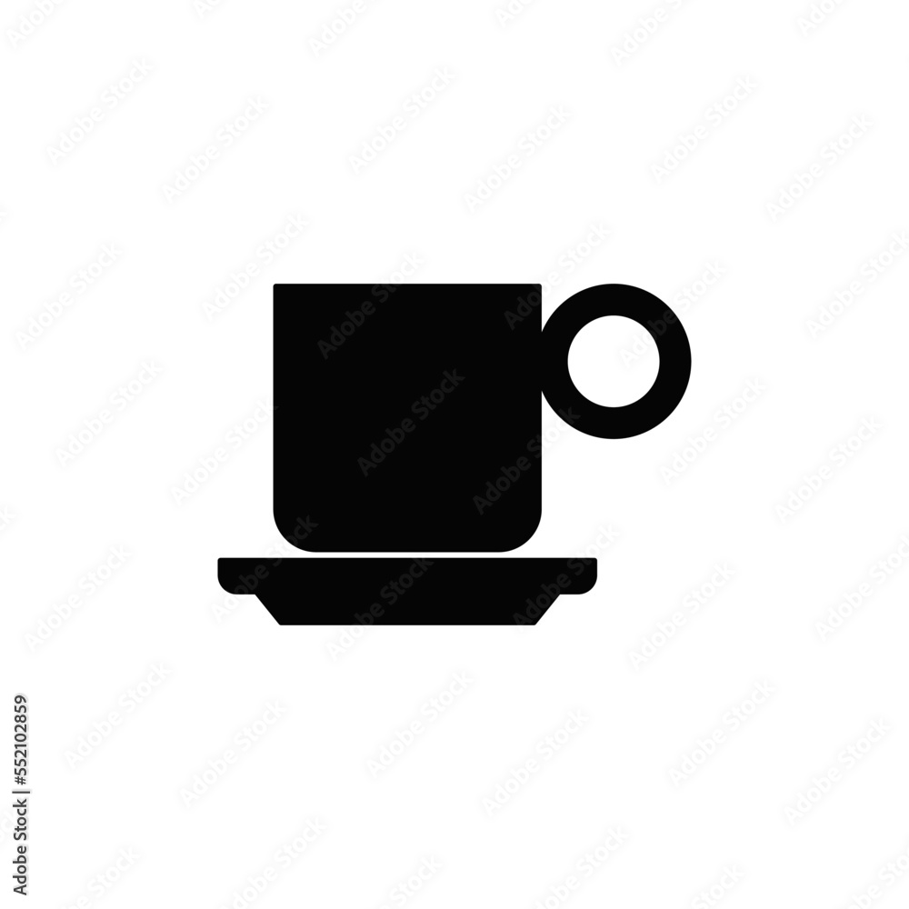 mug, coffee cup  icon in black flat glyph, filled style isolated on white background