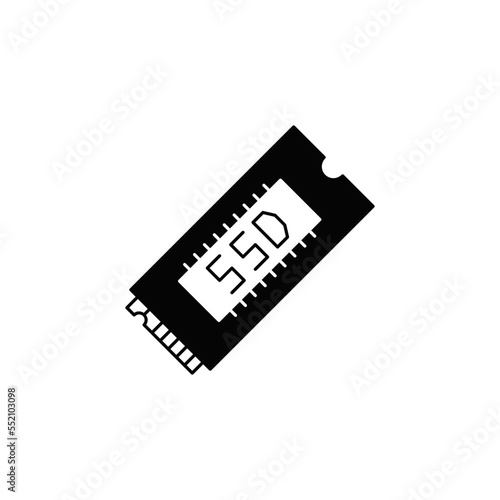 M.2 SSD  icon in black flat glyph, filled style isolated on white background