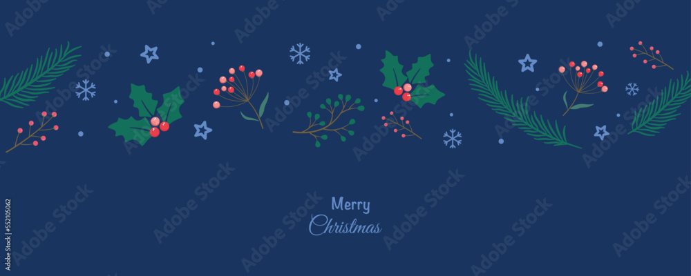 Holiday Background with Merry Christmas Greetings banner