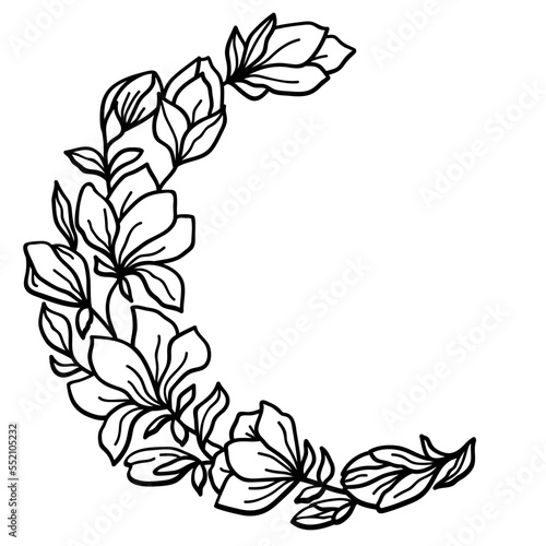 Floral moon svg, Magnolia in the shape of the moon