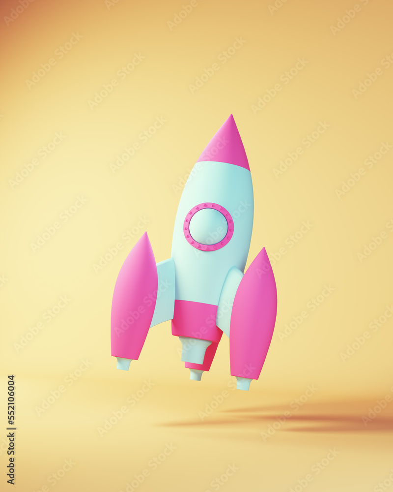 Blue Pink Toy Rocket Ship Retro Spacecraft Spaceship 3d illustration render Blue Pink Toy Rocket Ship Retro Spacecraft Spaceship 3d illustration render