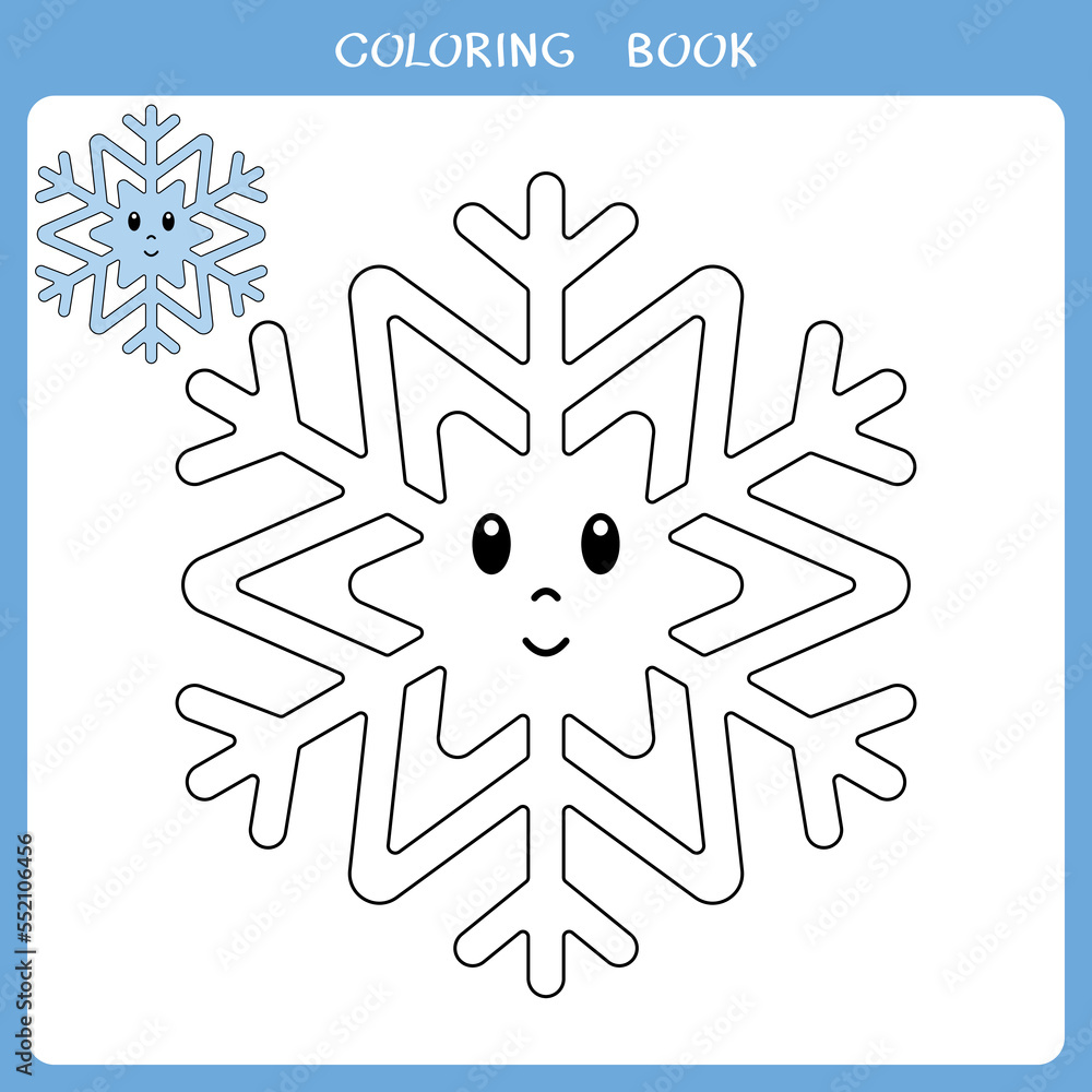 Simple educational game for kids. Vector illustration of cute snowflake ...