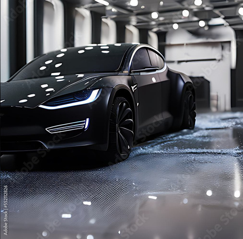 Supercar auto di lusso e veloce in garage, generative AI photo