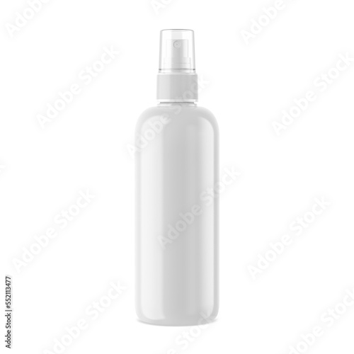 Glossy cosmetic plastic bottle spray mockup for mockup and presentation, 3d render illustration