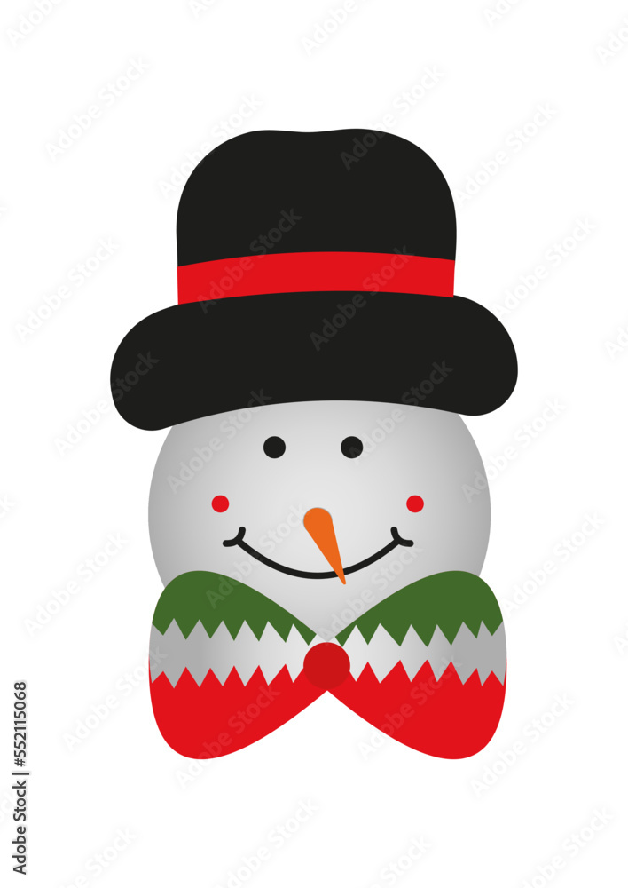 Snowman Head For Decoration On White Background Vector Snowman Head For Decoration On White Background Vector