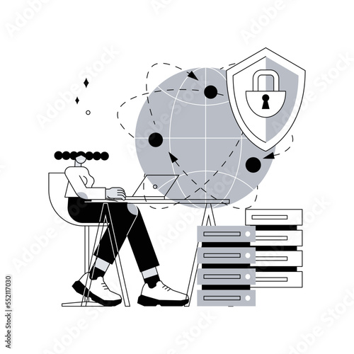 Proxy server abstract concept vector illustration. Computer networking, unblock proxy server, user and website connection, internet security settings, IP address data request abstract metaphor.