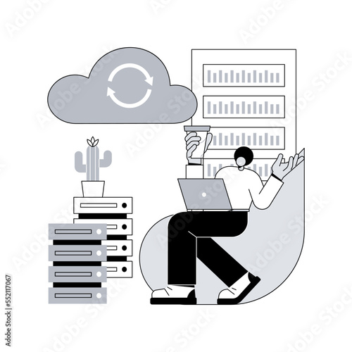 Backup server abstract concept vector illustration. Online data backup software, secondary system remote server, retrieval services to connected computers and related devices abstract metaphor.