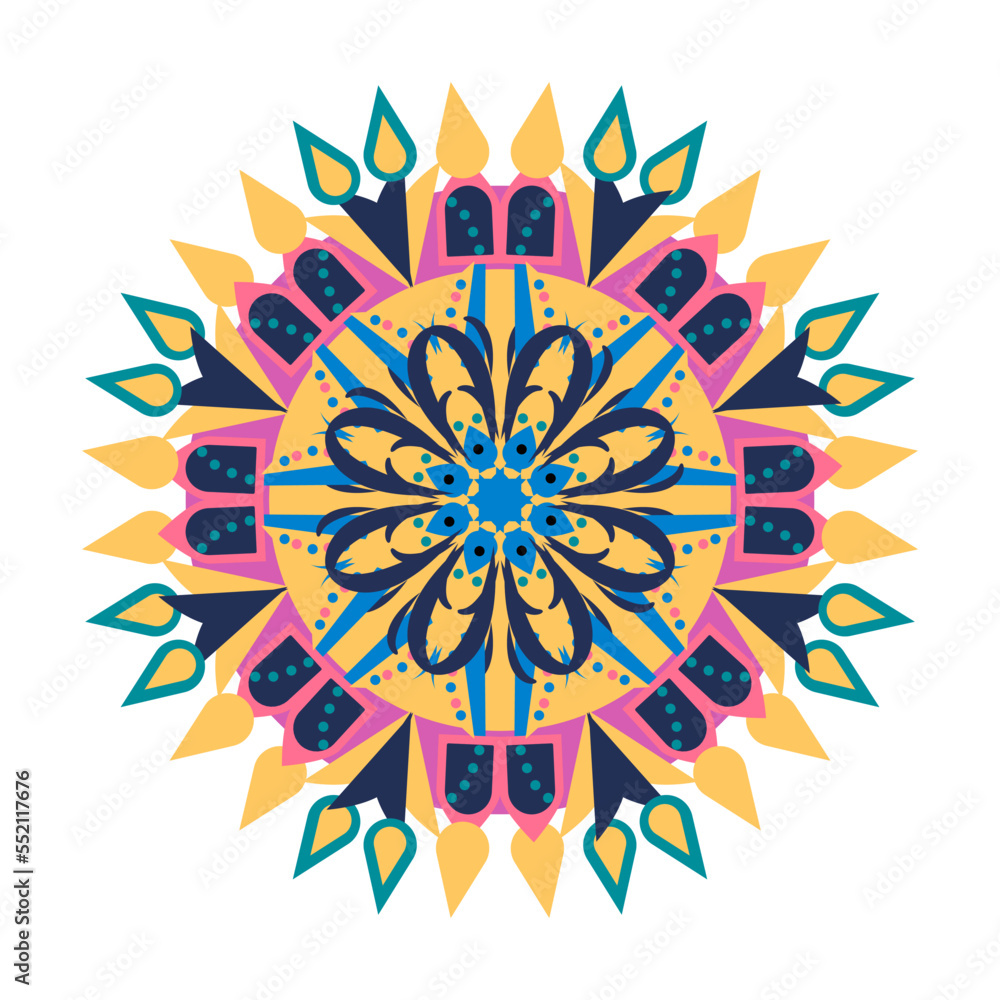 Vector Mandala Round gradient mandala on white isolated background. Vector Mandala Round gradient mandala on white isolated background.