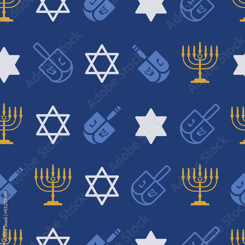 Hanukkah Blue Elements Textured vector repeat pattern background photo