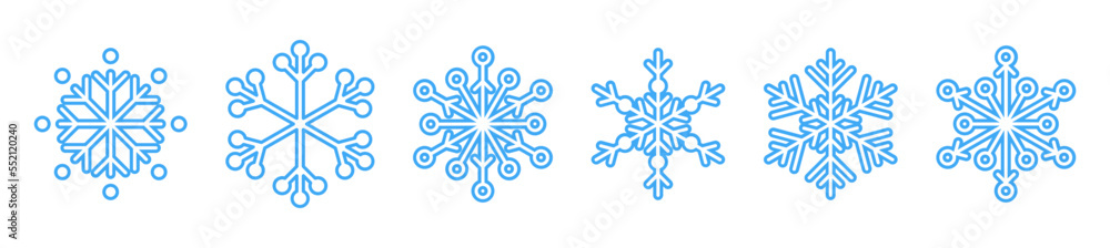 Isolated Winter Snowflakes Simple Thin Outline Icon Set Illustration Decoration For Christmas Season Isolated Winter Snowflakes Simple Thin Outline Icon Set Illustration Decoration For Christmas Season