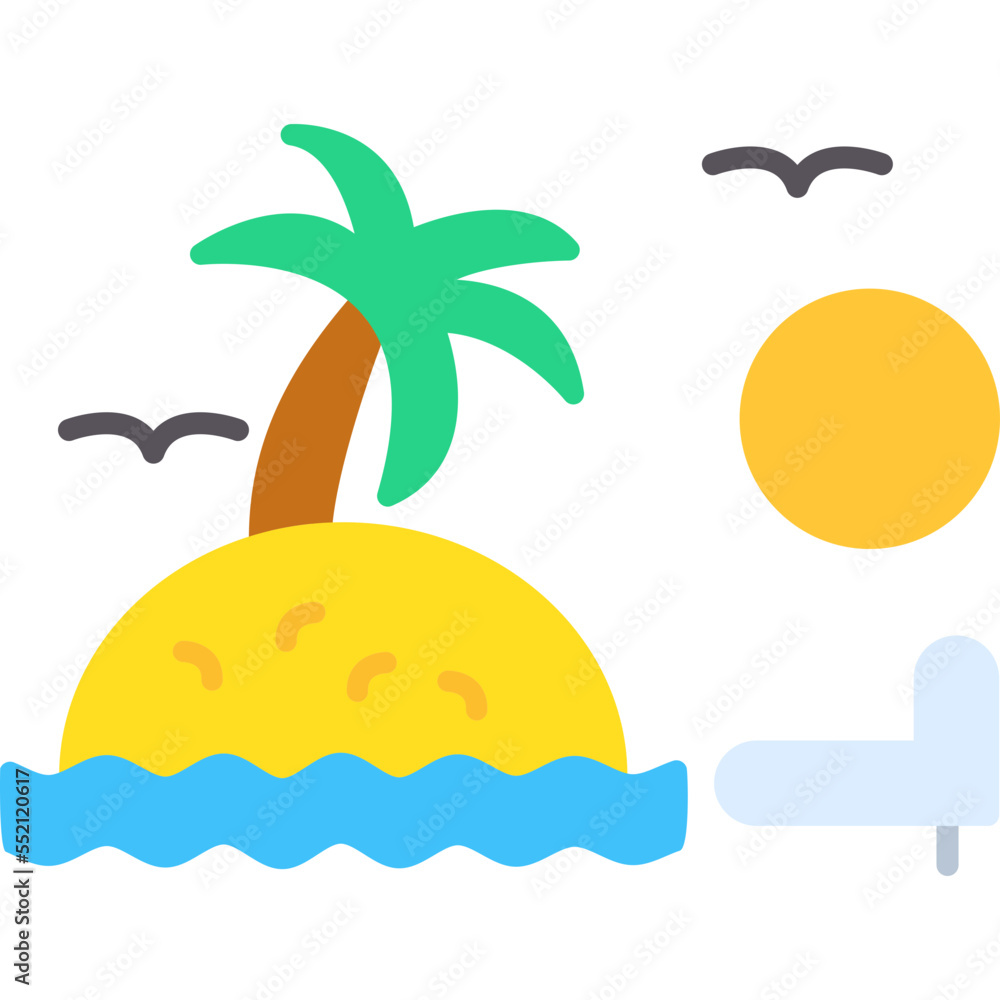 Obraz premium Sunset On Beach Icon
