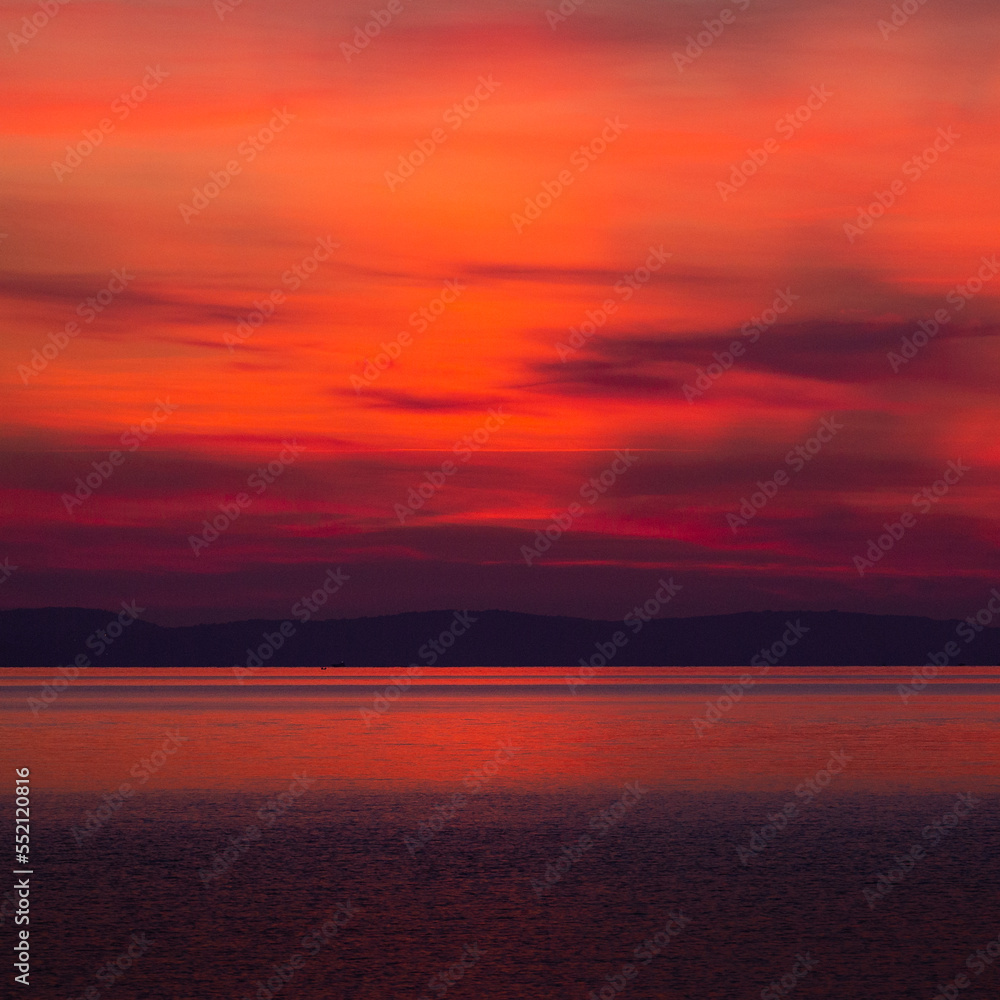 Sunset over the islands in central Dalmatia, Croatia. 
