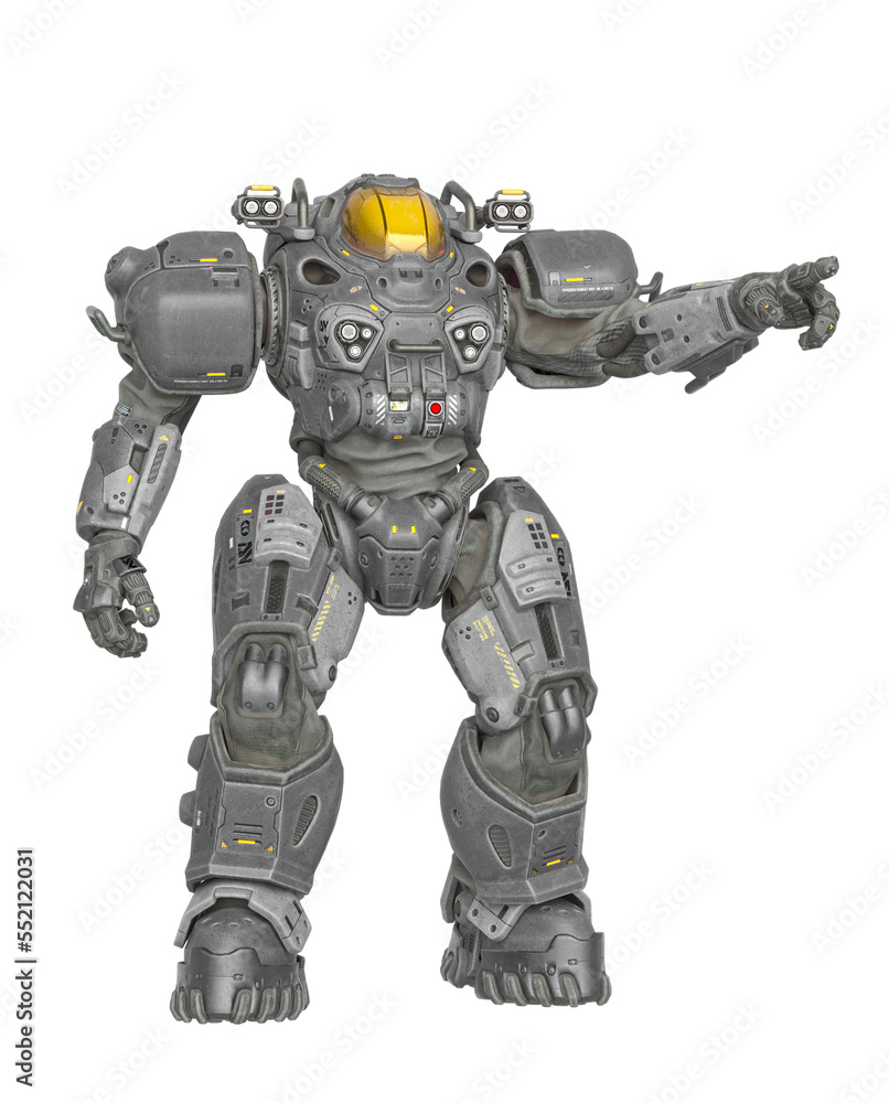 powered combat suit is standing up and showing the way powered combat suit is standing up and showing the way