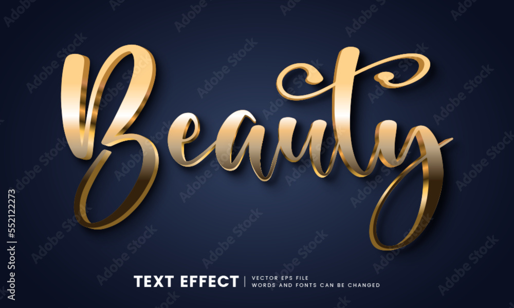 Editable 3d beauty gold text effect. Fancy font style perfect for ...