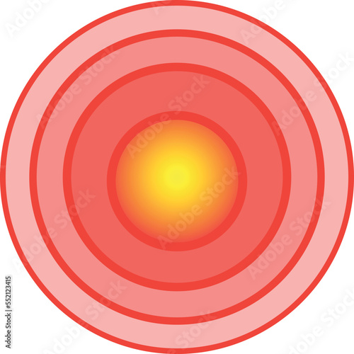 Round pain marker. Hurt symbol. Red point
