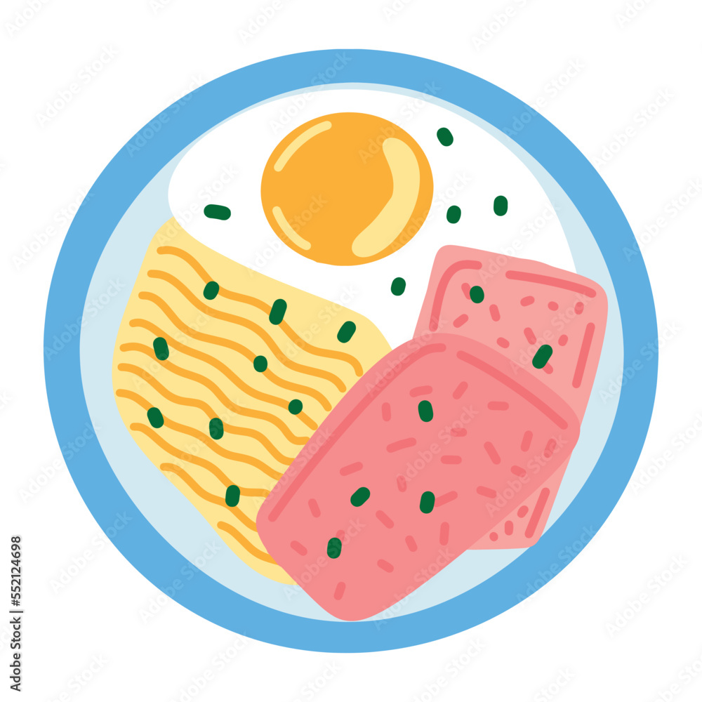 Gong Zai Mein -Hong Kong. Plate top view. Simple hand drawn vector doodle Gong Zai Mein -Hong Kong. Plate top view. Simple hand drawn vector doodle
