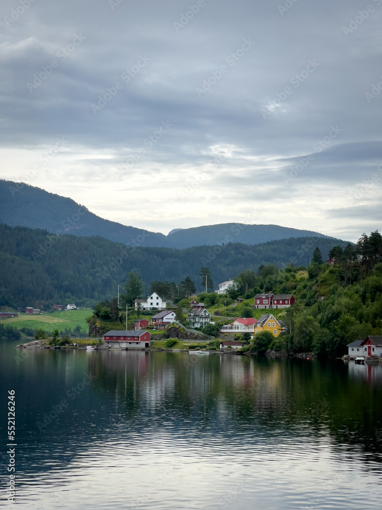 norwegian village on a lake