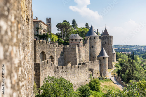 Fototapeta Scenic view of Carcassone medieval city in France against summer sky