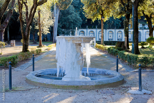 Frozen fountain in Villa Torlonia Park - Frascati  Rome  Italy