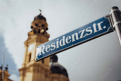 Residenzstraße or Residenz Street in Odeonsplatz in Munich Germany with the Theatine Church in the background