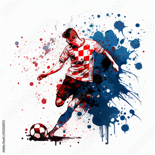 Croatian soccer poster. Abstract Croatia football background. Croatian national football player. Croatia soccer team photo